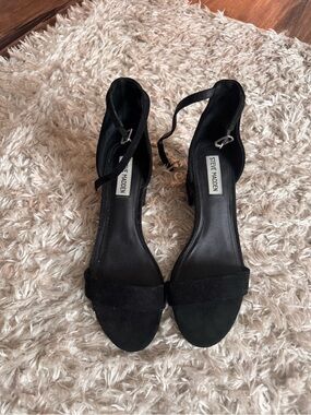 Steve Madden Black Suede Ankle Strap Heels